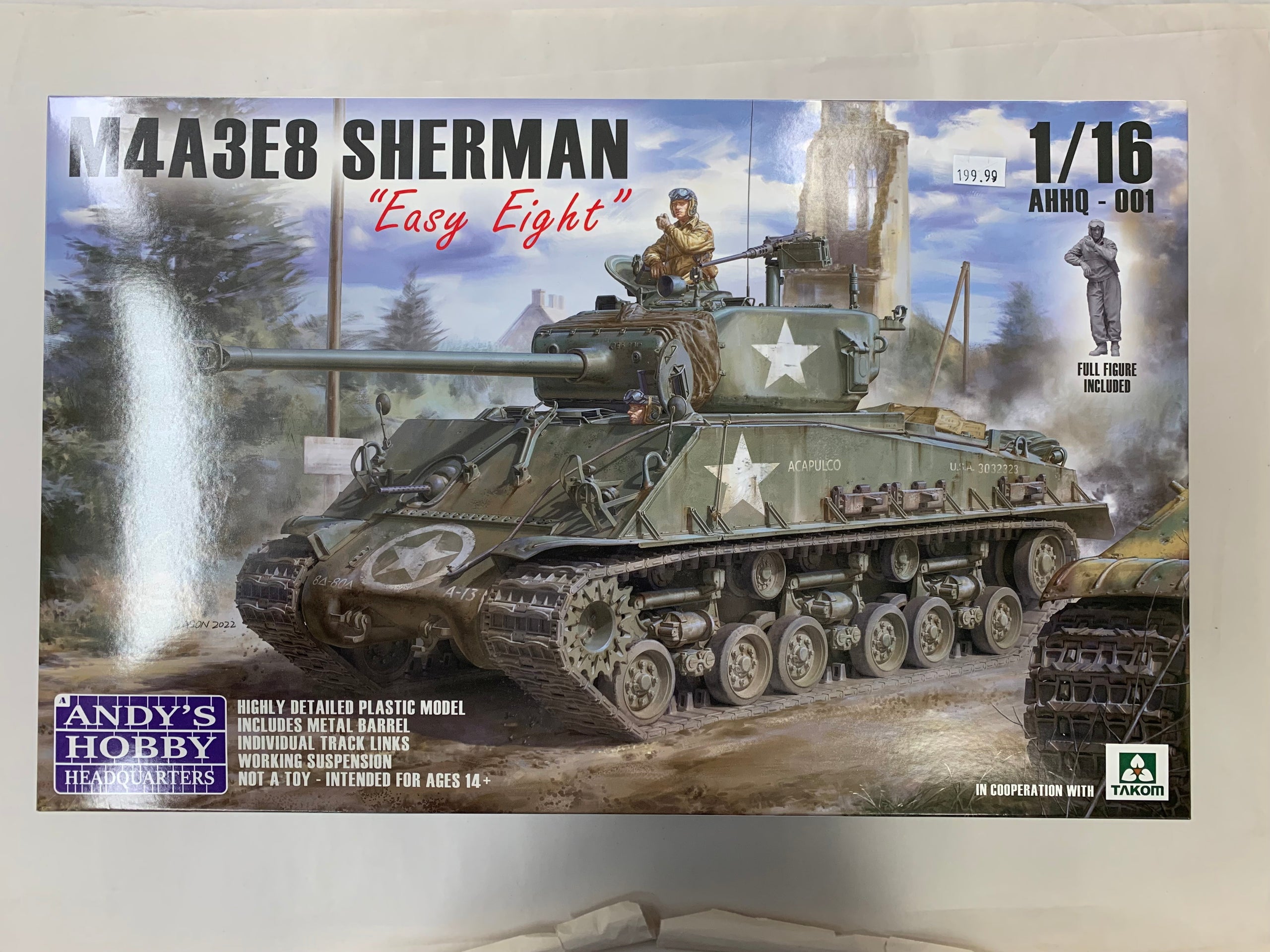 Takom/AHH 1/16 M4A3E8 easy Eight Sherman Tank Model Kit AHHQ-001 ...